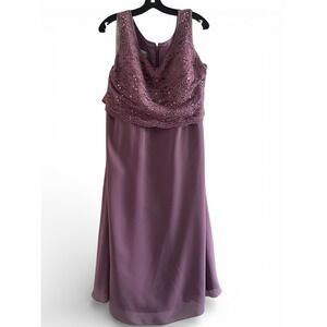 JJ's House Mauve Lace Chiffon Bridesmaid‎ Dress Sleeveless Formal